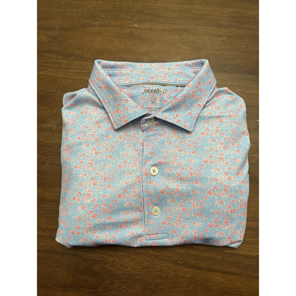 Johnnie-O Polo Shirt Mens XL Light Blue Hawaiian Golf Mesa Country Club